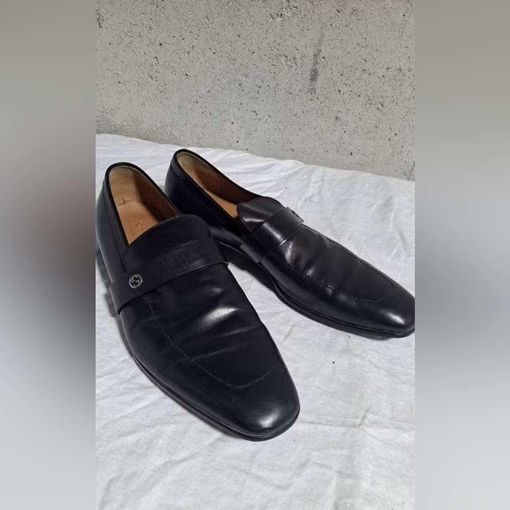 Gucci Men's Black Leather Loafers (USA 13.5 Standard)(UK 12.5 ) Authentic Italy